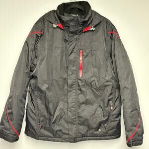 Land's End Black Snow Waterproof Black Red Men's Winter Jacket Sz L